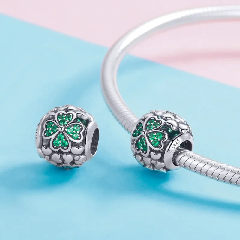 (imagine pentru) Pandora Style Charm de Argint cu Trifoi Verde - SCC964 - Vizualizare 4