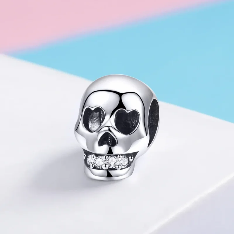 (imagine pentru) Pandora Style Charm cu Craniu Alb Argintiu - SCC965 - Vizualizare 2