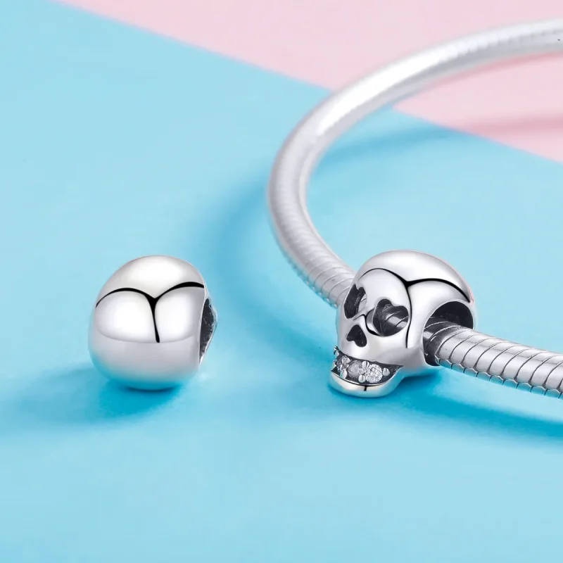 (imagine pentru) Pandora Style Charm cu Craniu Alb Argintiu - SCC965 - Vizualizare 4