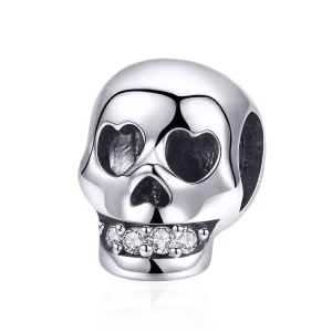 (imagine pentru) Pandora Style Charm cu Craniu Alb Argintiu - SCC965