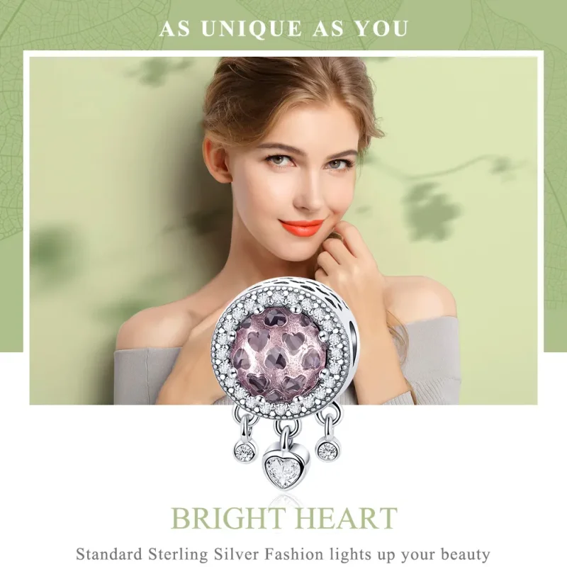 (imagine pentru) Pandora Style Inimă Argintie Strălucitoare Charm - SCC998 - Vizualizare 6