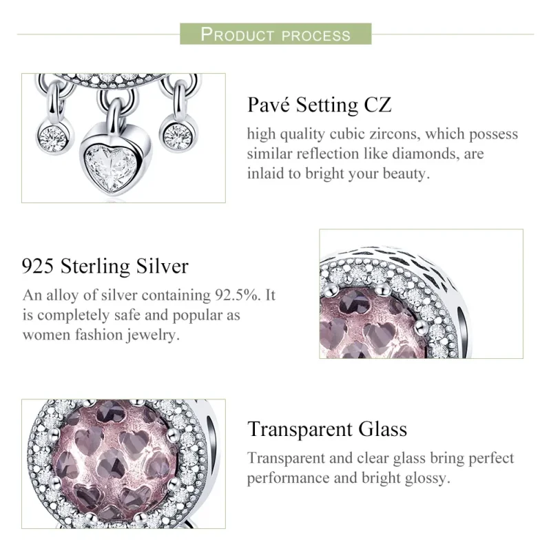 (imagine pentru) Pandora Style Inimă Argintie Strălucitoare Charm - SCC998 - Vizualizare 7