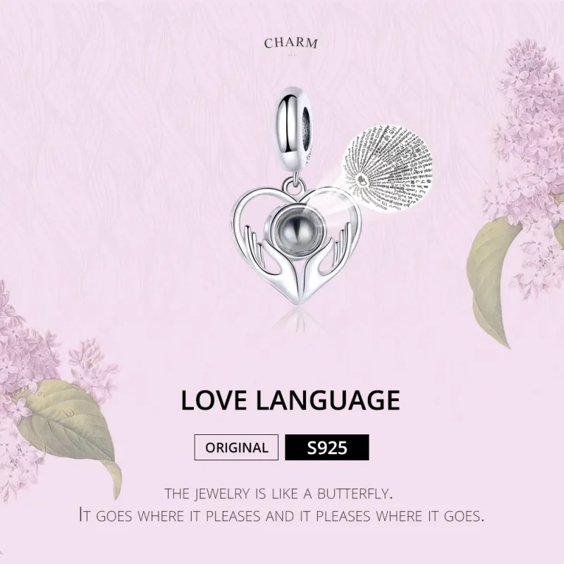 (imagine pentru) Talisman pandantiv Tip Pandora cu 100 de limbi te iubesc din argint - SCC1307 - Vizualizare 2