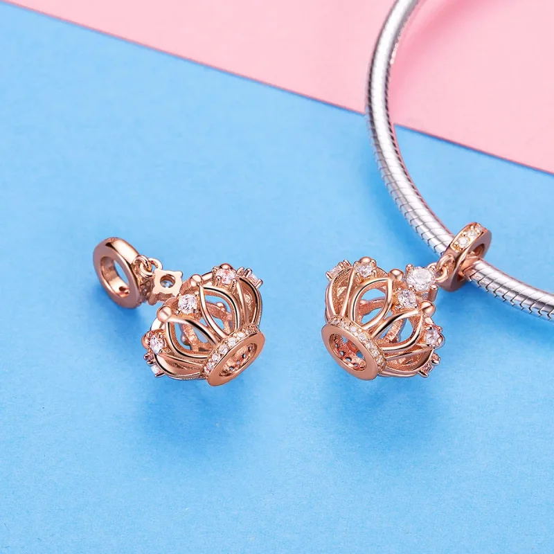 (imagine pentru) Talisman pandantiv Tip Pandora cu Coroana Regală din aur rose - SCC1121 - Vizualizare 3