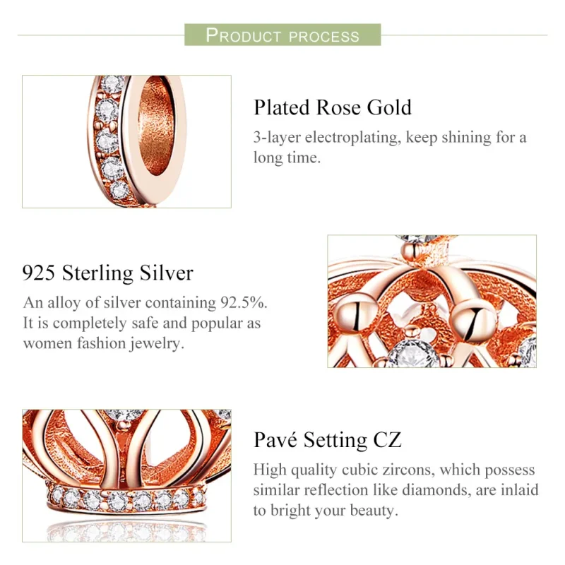 (imagine pentru) Talisman pandantiv Tip Pandora cu Coroana Regală din aur rose - SCC1121 - Vizualizare 6