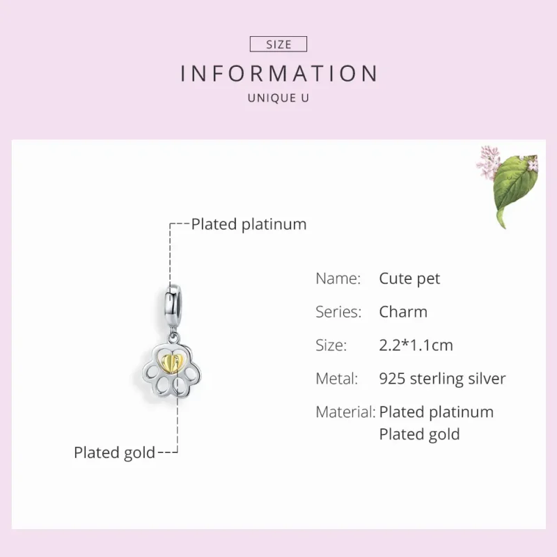 (imagine pentru) Talisman pandantiv Tip Pandora cu Cure Pet în două nuanțe - SCC1251 - Vizualizare 3