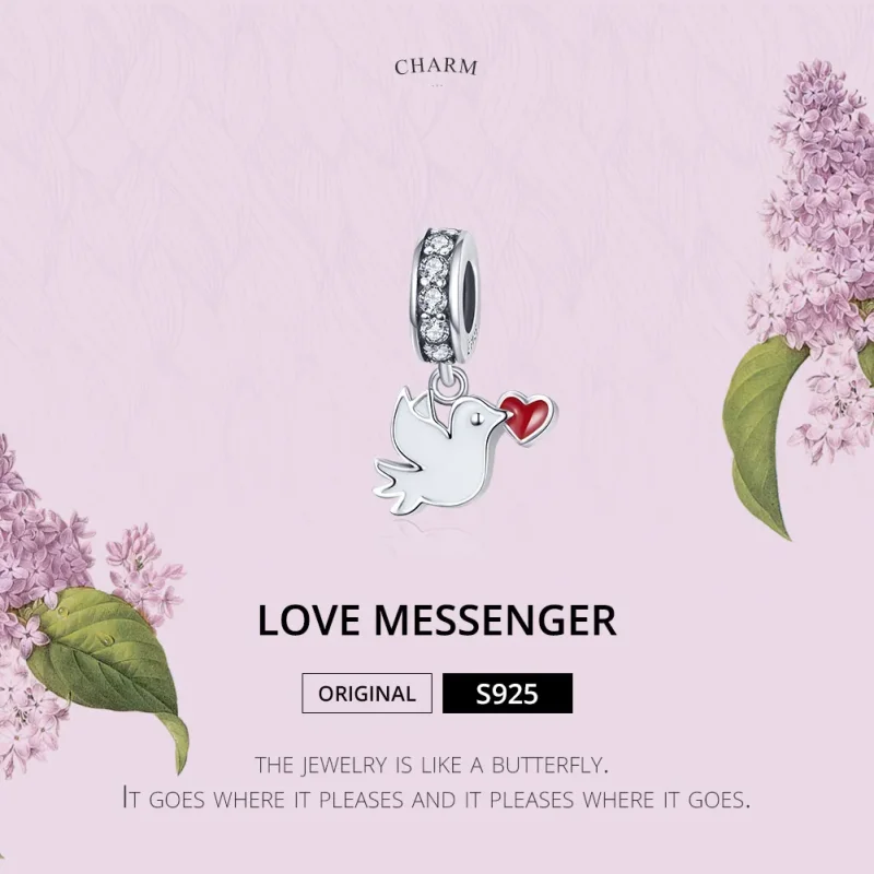(imagine pentru) Talisman pandantiv Tip Pandora cu Dragoste Messenger din argint - SCC1227 - Vizualizare 2