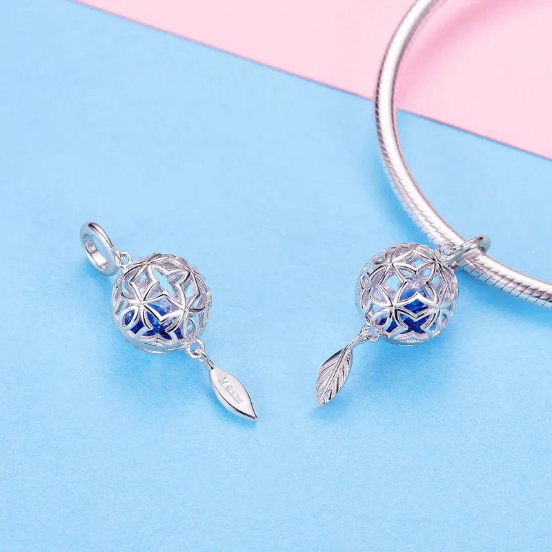 (imagine pentru) Talisman pandantiv Tip Pandora cu Floare conservată din argint - SCC1123 - Vizualizare 4