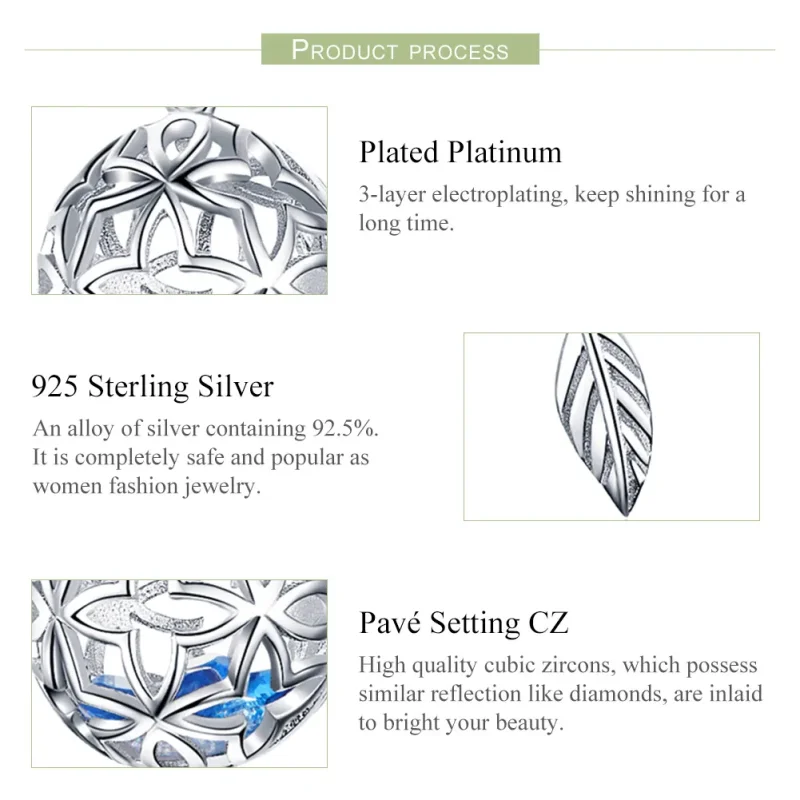 (imagine pentru) Talisman pandantiv Tip Pandora cu Floare conservată din argint - SCC1123 - Vizualizare 6