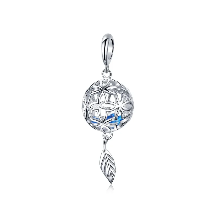 (imagine pentru) Talisman pandantiv Tip Pandora cu Floare conservată din argint - SCC1123