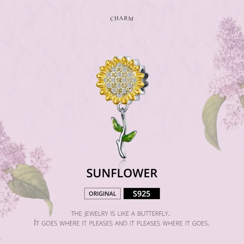 (imagine pentru) Talisman pandantiv Tip Pandora cu Floarea soarelui în două nuanțe - SCC1211 - Vizualizare 2