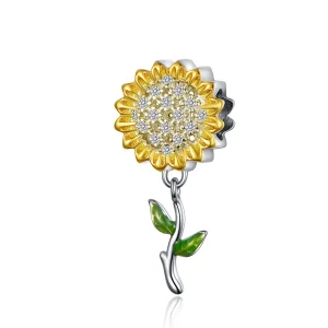 (imagine pentru) Talisman pandantiv Tip Pandora cu Floarea soarelui în două nuanțe - SCC1211