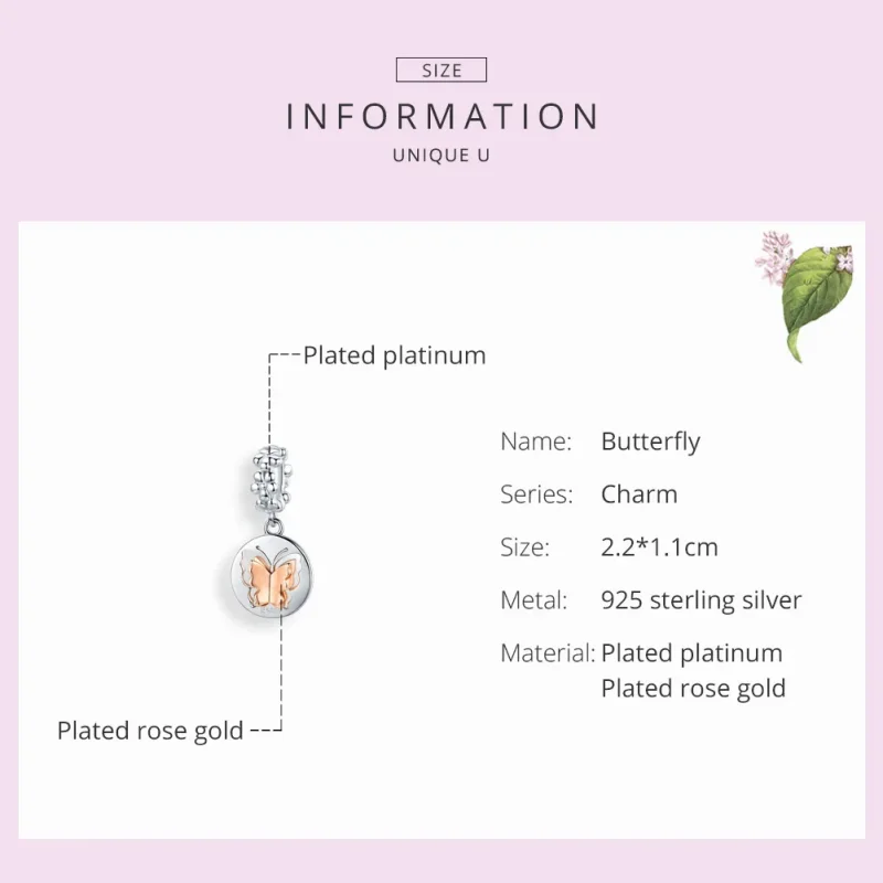 (imagine pentru) Talisman pandantiv Tip Pandora cu Fluture în două nuanțe - SCC1250 - Vizualizare 3
