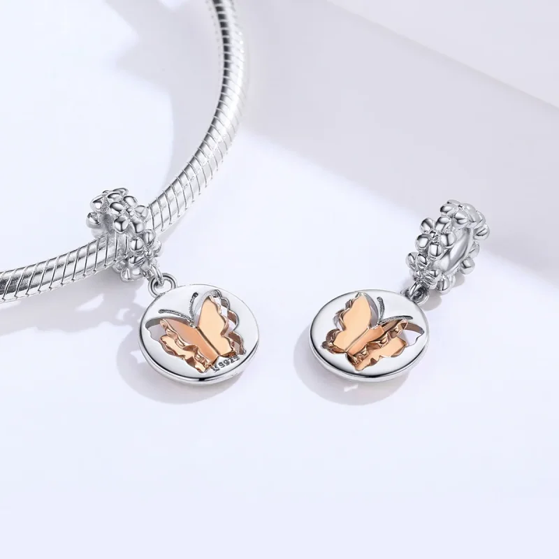 (imagine pentru) Talisman pandantiv Tip Pandora cu Fluture în două nuanțe - SCC1250 - Vizualizare 4