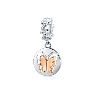 (imagine pentru) Talisman pandantiv Tip Pandora cu Fluture în două nuanțe - SCC1250