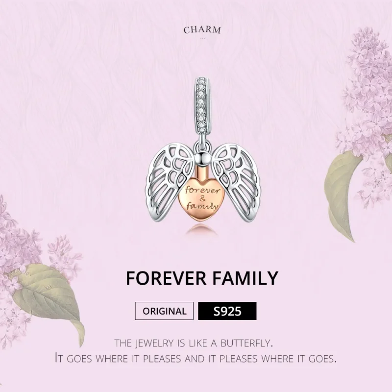 (imagine pentru) Talisman pandantiv Tip Pandora cu Forever & Familie în două nuanțe - SCC1299 - Vizualizare 2