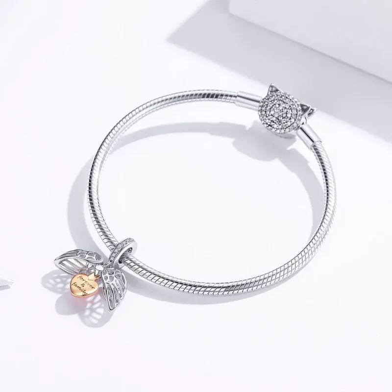 (imagine pentru) Talisman pandantiv Tip Pandora cu Forever & Familie în două nuanțe - SCC1299 - Vizualizare 4