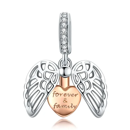 (imagine pentru) Talisman pandantiv Tip Pandora cu Forever & Familie în două nuanțe - SCC1299
