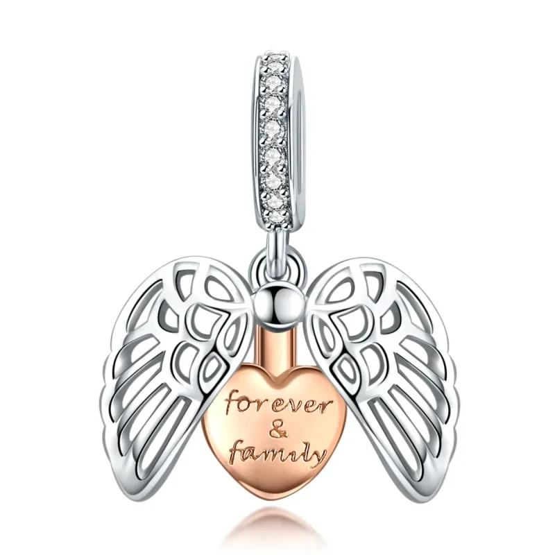 (imagine pentru) Talisman pandantiv Tip Pandora cu Forever & Familie în două nuanțe - SCC1299