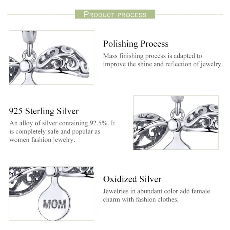 (imagine pentru) Talisman pandantiv Tip Pandora cu Gartitude Pentru mama din argint - SCC1008 - Vizualizare 6
