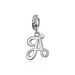 (imagine pentru) Talisman pandantiv Tip Pandora cu Litera a din argint - SCC1183-A