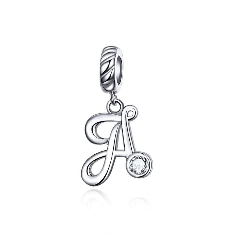 (imagine pentru) Talisman pandantiv Tip Pandora cu Litera a din argint - SCC1183-A