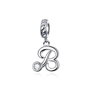 (imagine pentru) Talisman pandantiv Tip Pandora cu Litera B din argint - SCC1183-B