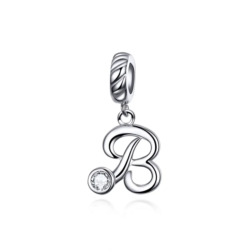 (imagine pentru) Talisman pandantiv Tip Pandora cu Litera B din argint - SCC1183-B