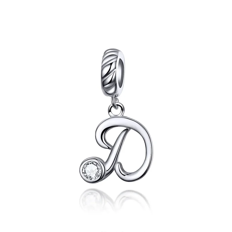 (imagine pentru) Talisman pandantiv Tip Pandora cu Litera D din argint - SCC1183-D