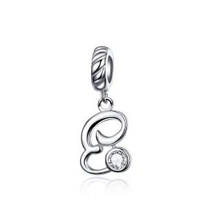 (imagine pentru) Talisman pandantiv Tip Pandora cu Litera E din argint - SCC1183-E