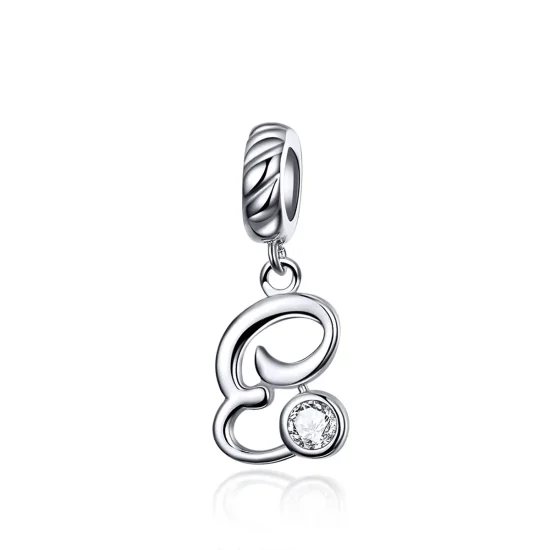 (imagine pentru) Talisman pandantiv Tip Pandora cu Litera E din argint - SCC1183-E