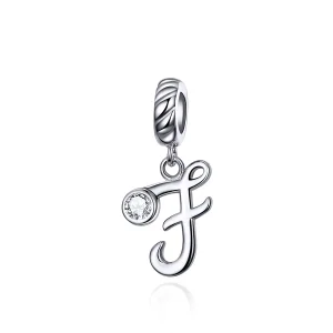 (imagine pentru) Talisman pandantiv Tip Pandora cu Litera F din argint - SCC1183-F