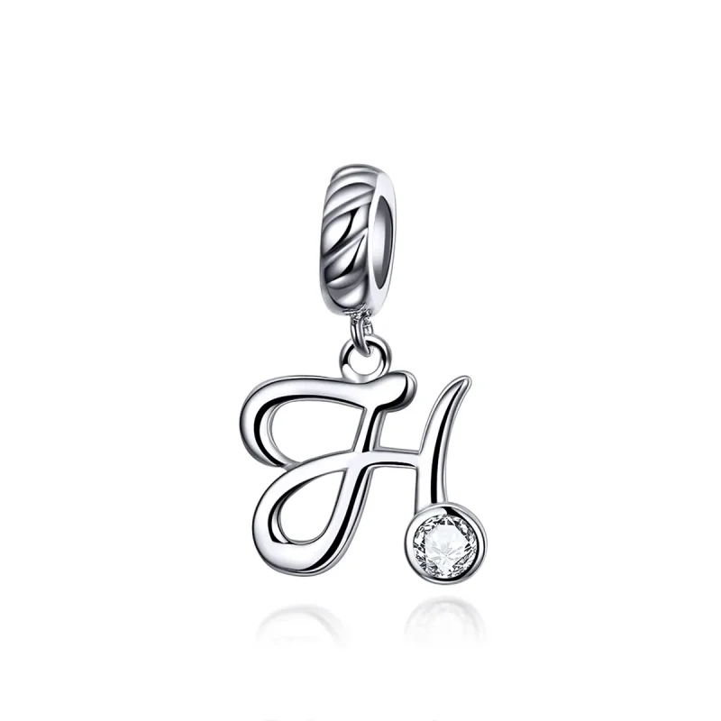 (imagine pentru) Talisman pandantiv Tip Pandora cu Litera H din argint - SCC1183-H