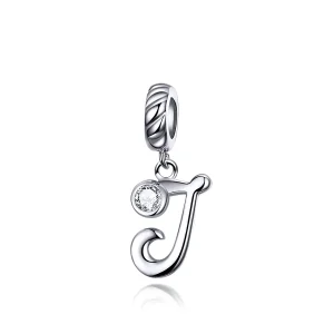 (imagine pentru) Talisman pandantiv Tip Pandora cu Litera J din argint - SCC1183-J