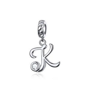 (imagine pentru) Talisman pandantiv Tip Pandora cu Litera K din argint - SCC1183-K