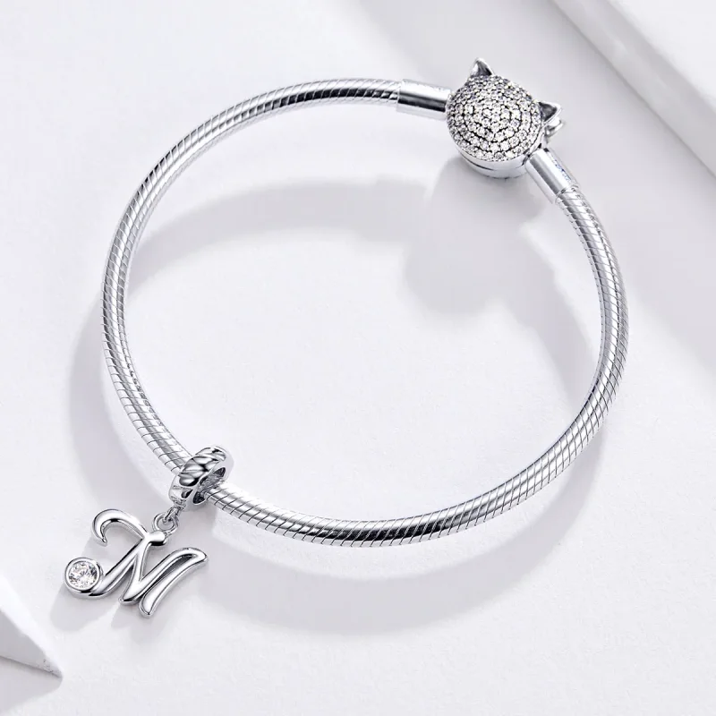 (imagine pentru) Talisman pandantiv Tip Pandora cu Litera M din argint - SCC1183-M - Vizualizare 2