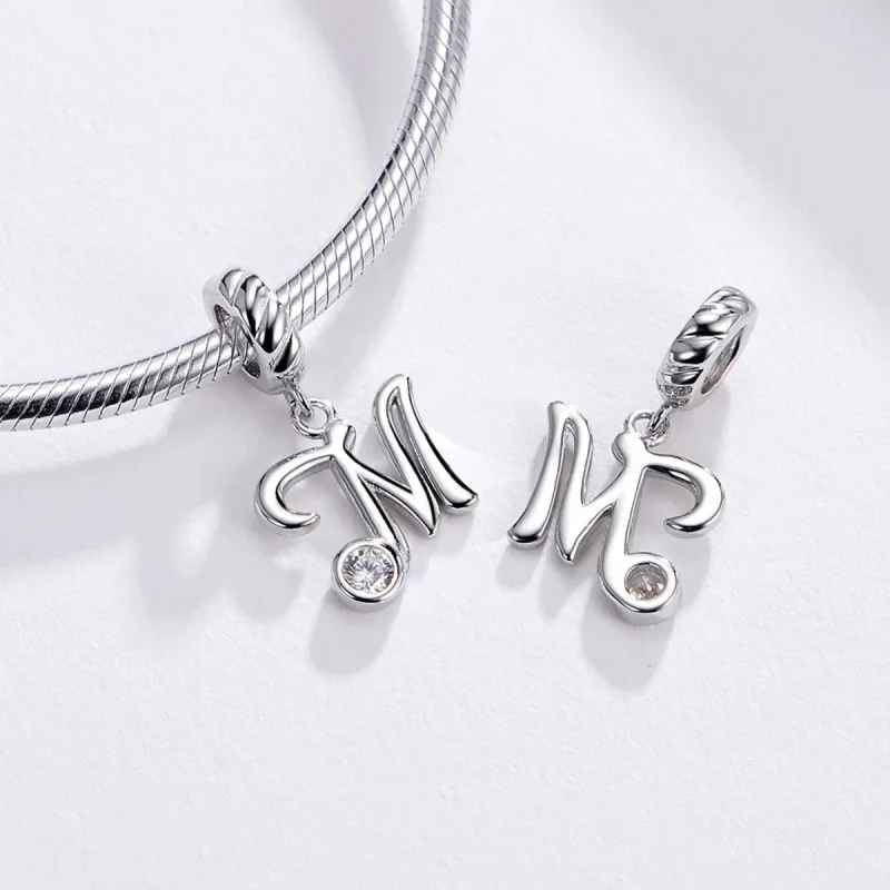 (imagine pentru) Talisman pandantiv Tip Pandora cu Litera M din argint - SCC1183-M - Vizualizare 3