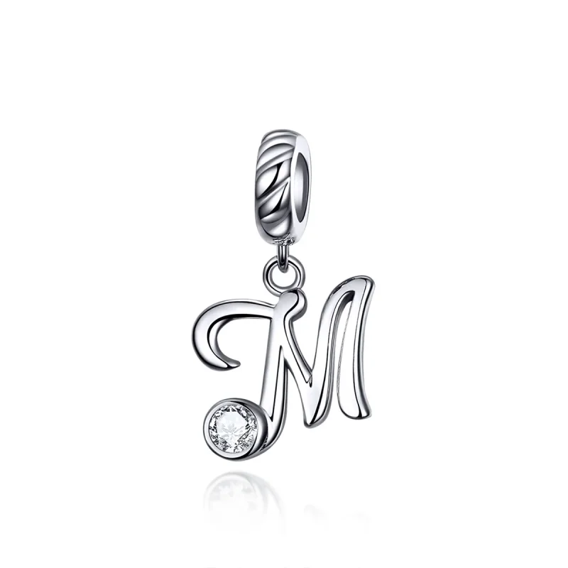 (imagine pentru) Talisman pandantiv Tip Pandora cu Litera M din argint - SCC1183-M