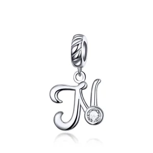 (imagine pentru) Talisman pandantiv Tip Pandora cu Litera N din argint - SCC1183-N