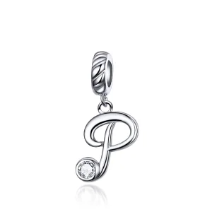 (imagine pentru) Talisman pandantiv Tip Pandora cu Litera P din argint - SCC1183-P