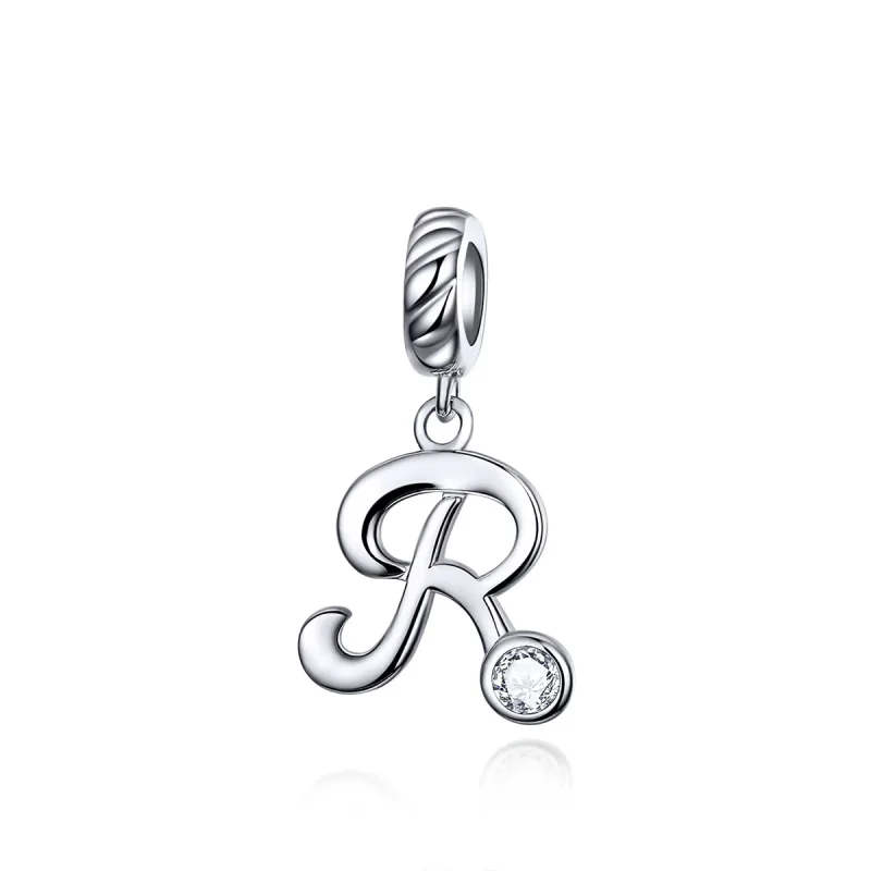(imagine pentru) Talisman pandantiv Tip Pandora cu Litera R din argint - SCC1183-R