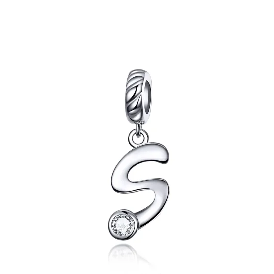 (imagine pentru) Talisman pandantiv Tip Pandora cu Litera S. din argint - SCC1183-S
