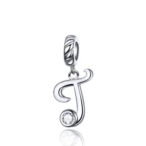 (imagine pentru) Talisman pandantiv Tip Pandora cu Litera T din argint - SCC1183-T