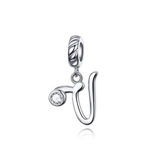 (imagine pentru) Talisman pandantiv Tip Pandora cu Litera V din argint - SCC1183-V