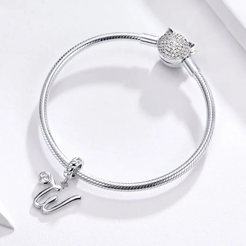 (imagine pentru) Talisman pandantiv Tip Pandora cu Litera W din argint - SCC1183-W - Vizualizare 2