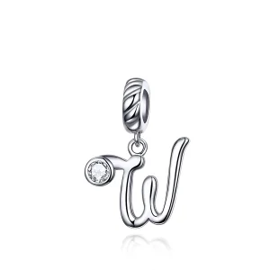 (imagine pentru) Talisman pandantiv Tip Pandora cu Litera W din argint - SCC1183-W
