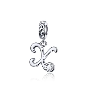 (imagine pentru) Talisman pandantiv Tip Pandora cu Litera X din argint - SCC1183-X