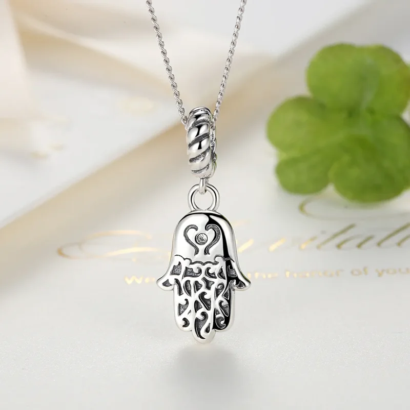 (imagine pentru) Talisman pandantiv Tip Pandora cu Mâna Hamsa din argint - SCC031 - Vizualizare 5