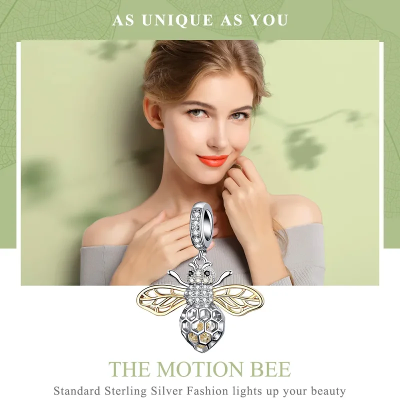 (imagine pentru) Talisman pandantiv Tip Pandora cu Motion Bee în două nuanțe - SCC1125 - Vizualizare 2