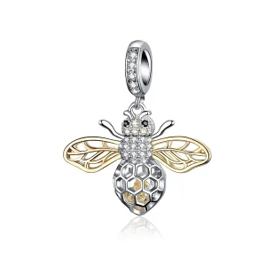 (imagine pentru) Talisman pandantiv Tip Pandora cu Motion Bee în două nuanțe - SCC1125